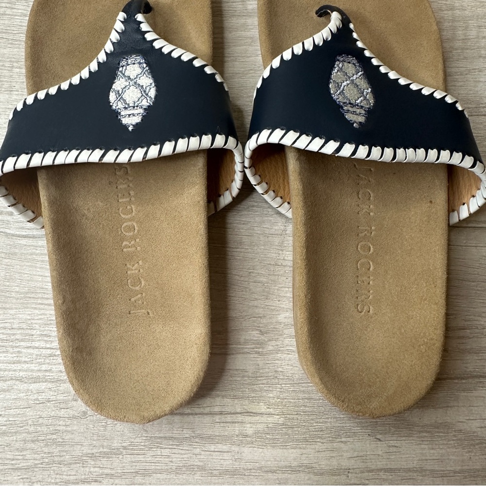 Jack Rogers USA Casual Sandal in Midnight & White with Suede Sole in Size 6.5 - Picture 6 of 9